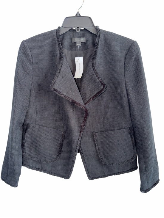 Ann Taylor Jackets & Blazers - Ann Taylor Black Textured Cropped Fringe-Trim Jacket size M NWT